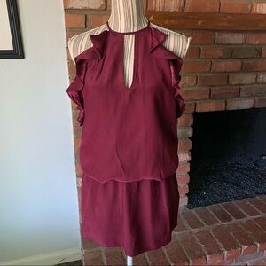 Amanda Uprichard Maroon Silk Ruffle Mini Dress S
